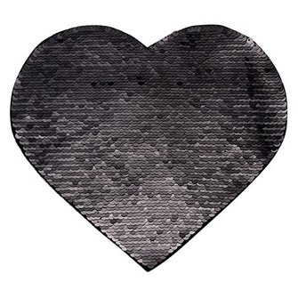 Патч с Пайетками самоклейка Сердце 19x22см (Черный/Белый)