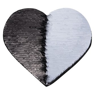 Патч с Пайетками самоклейка Сердце 19x22см (Черный/Белый)