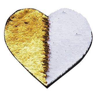 Патч с Пайетками самоклейка Сердце 19x22см (Золотой/Белый)