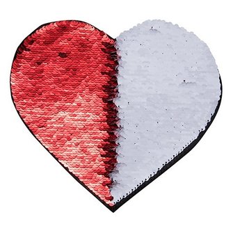 Патч с Пайетками самоклейка Сердце 19x22см (Красный/Белый)