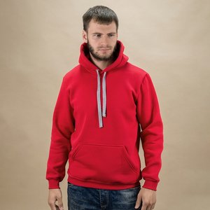 Толстовка ХУДИ ФУТЕР КРАСНЫЙ с капюшоном Х/Б 300 гр., 44 (XS) мод.302